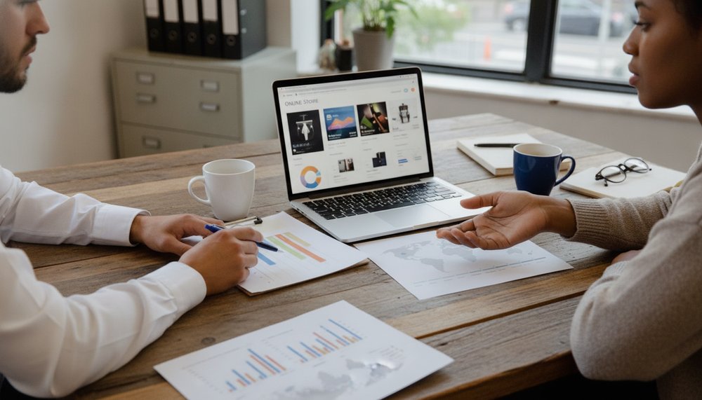 Reviewing ecommerce store performance charts together
