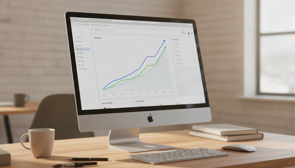Search traffic analytics chart trending upward